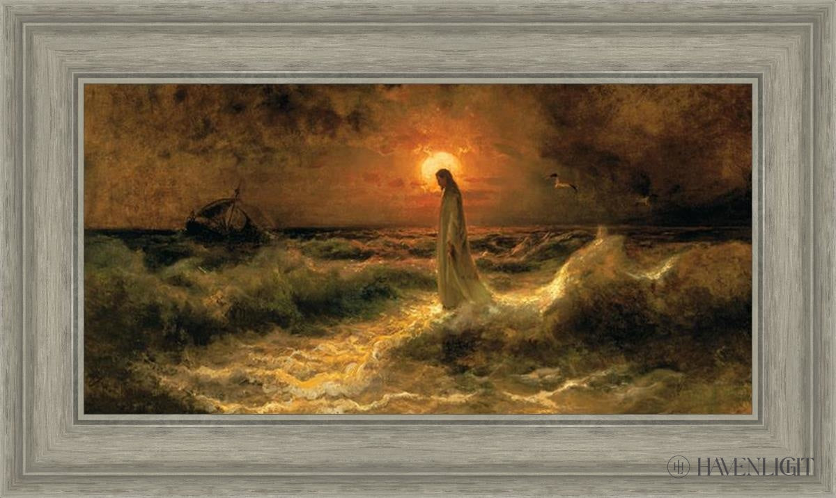 Christ Walking On The Water Open Edition Canvas / 24 X 12 Gray 29 3/4 17 Art
