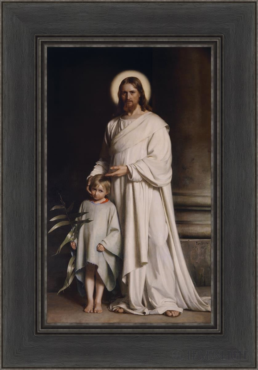 Christ With Boy Open Edition Canvas / 12 X 20 Black 18 1/2 26 Art