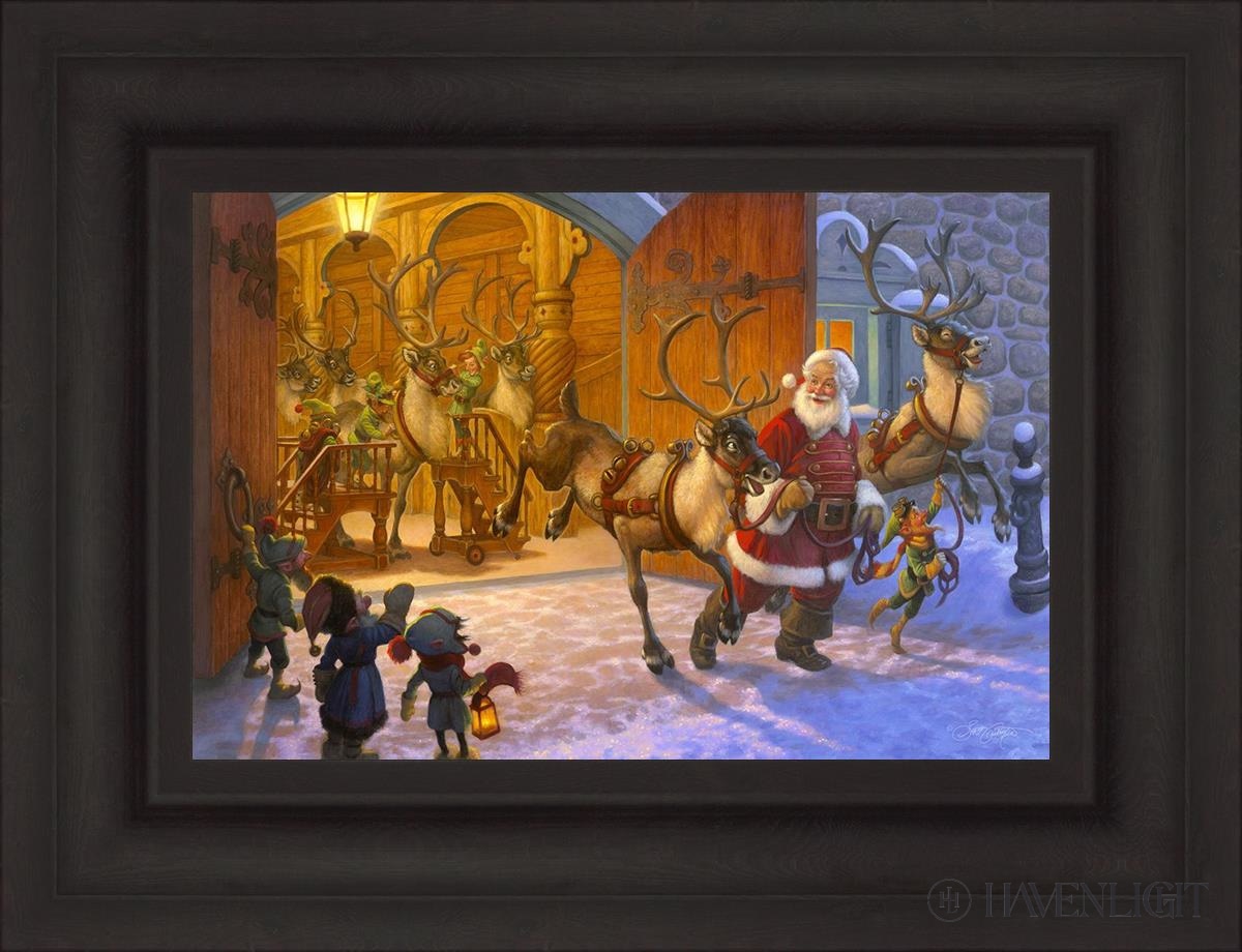 Christmas Eve And Raring To Go Open Edition Canvas / 18 X 12 Brown 25 3/4 19 Art