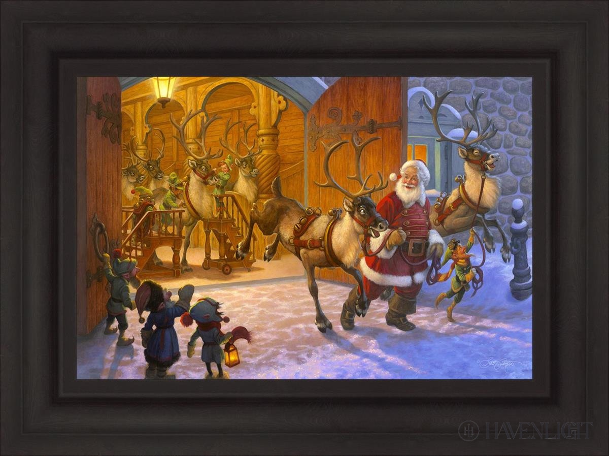Christmas Eve And Raring To Go Open Edition Canvas / 24 X 16 Brown 31 3/4 23 Art