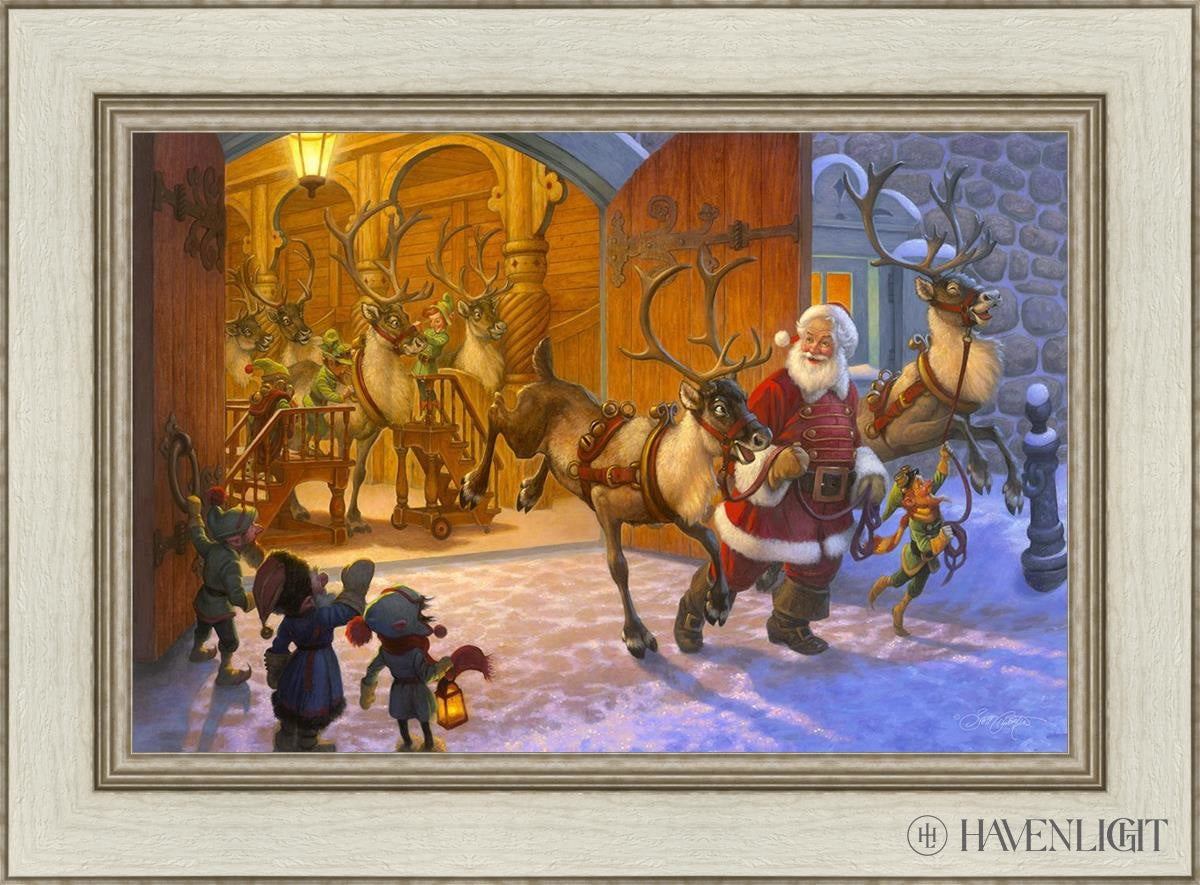 Christmas Eve And Raring To Go Open Edition Canvas / 24 X 16 Ivory 30 1/2 22 Art