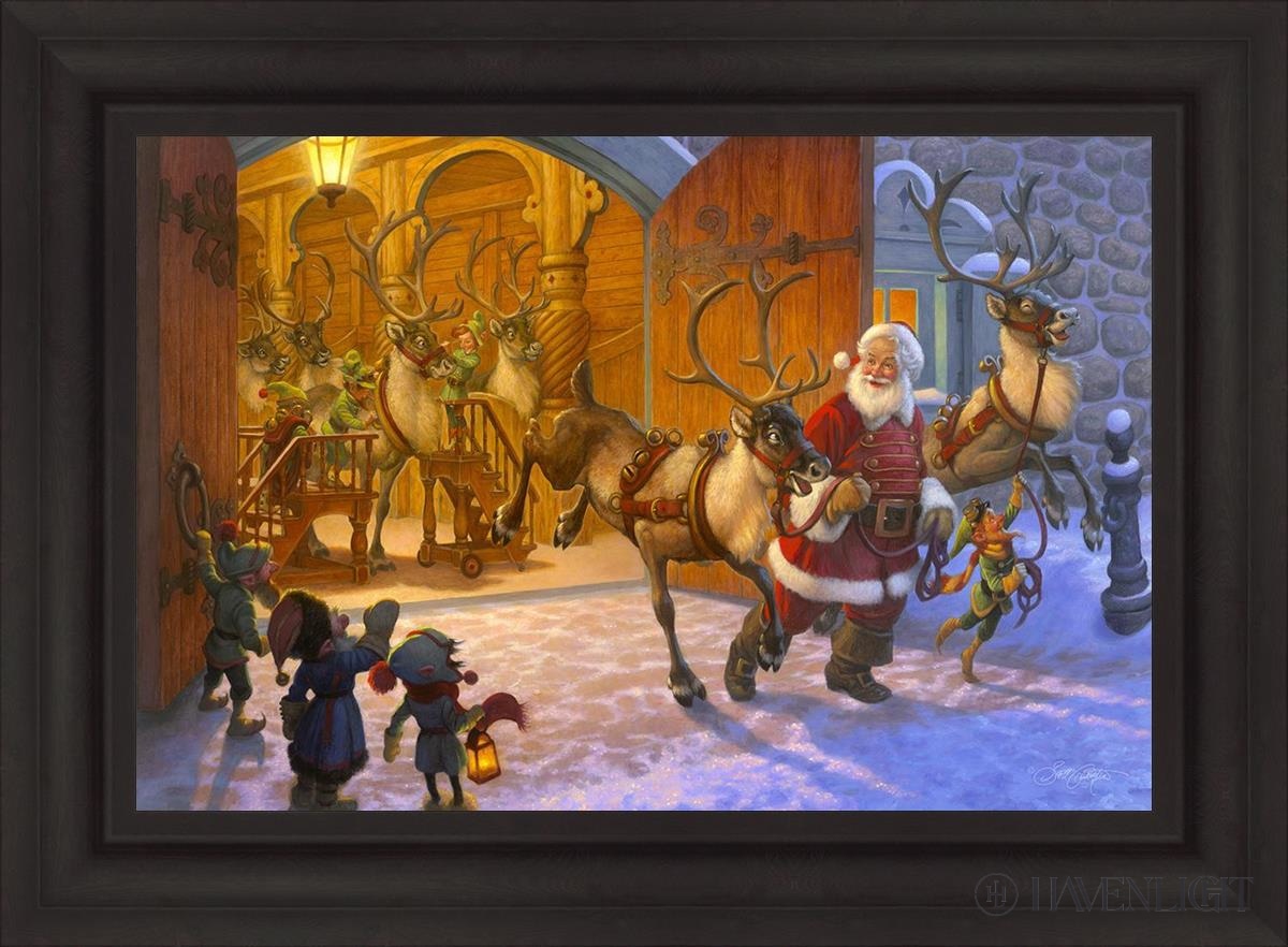 Christmas Eve And Raring To Go Open Edition Canvas / 30 X 20 Brown 37 3/4 27 Art