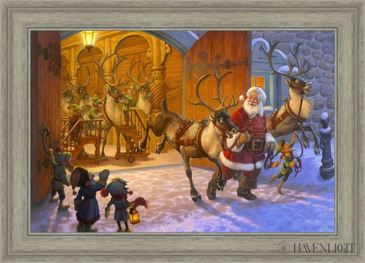 Christmas Eve And Raring To Go Open Edition Canvas / 30 X 20 Gray 35 3/4 25 Art
