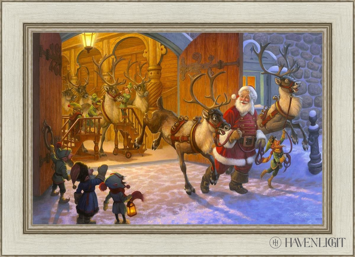 Christmas Eve And Raring To Go Open Edition Canvas / 30 X 20 Ivory 36 1/2 26 Art