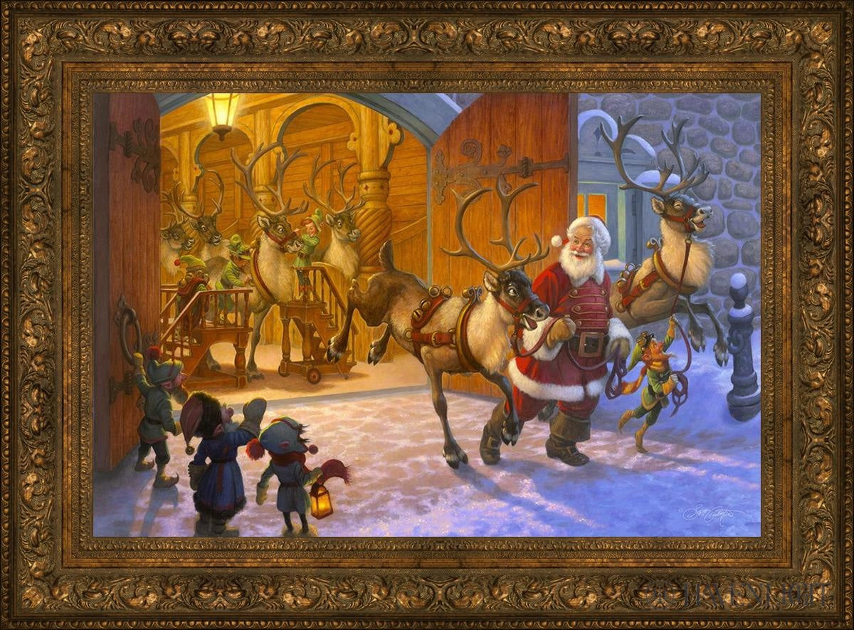Christmas Eve And Raring To Go Open Edition Canvas / 36 X 24 Gold 45 3/4 33 Art
