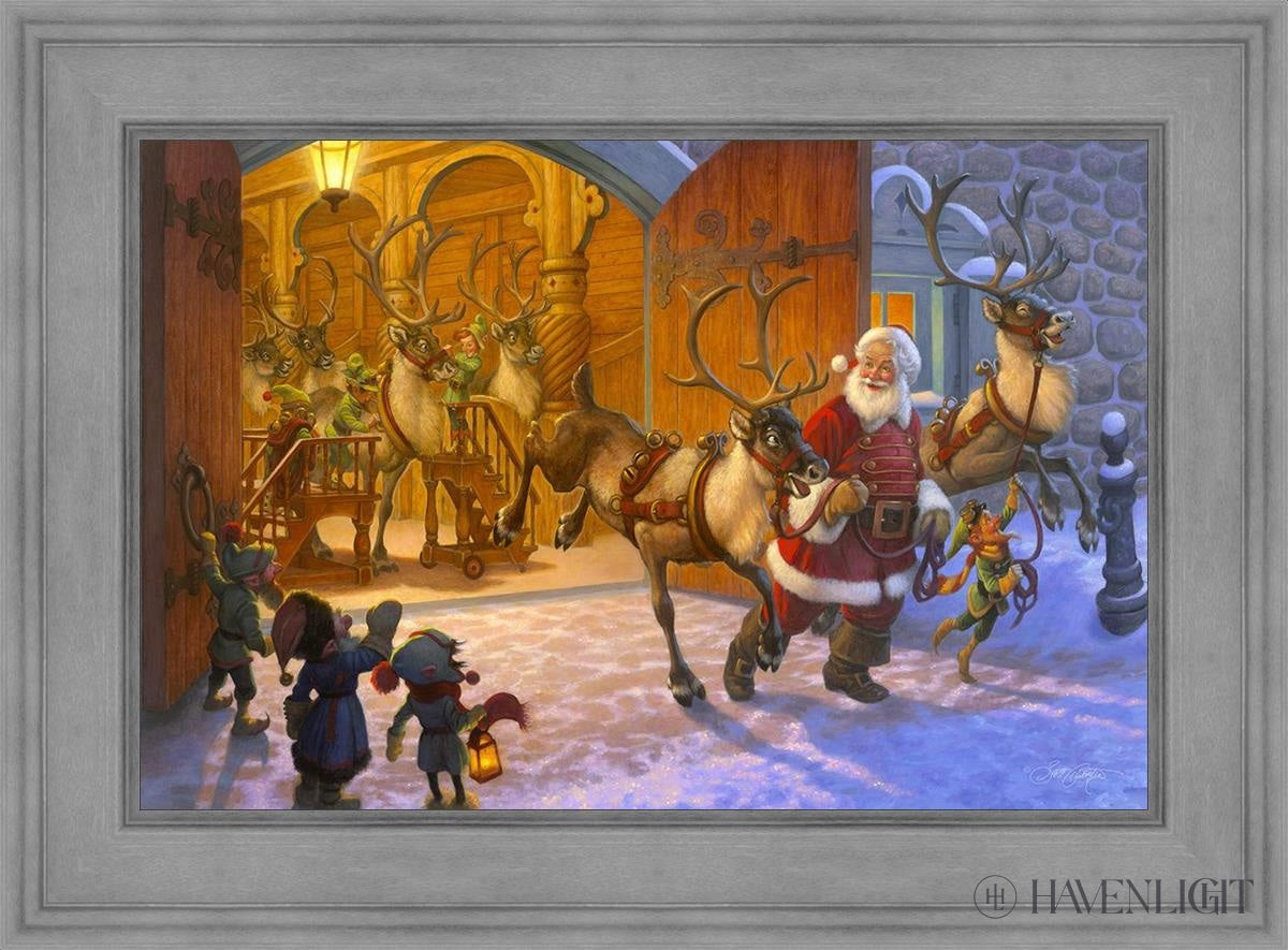 Christmas Eve And Raring To Go Open Edition Canvas / 36 X 24 Gray 45 3/4 33 Art