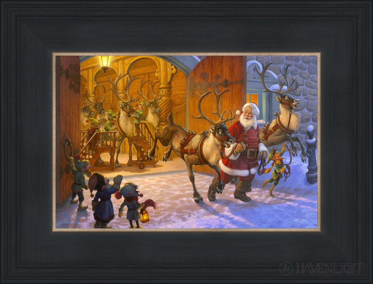 Christmas Eve And Raring To Go Open Edition Print / 12 X 8 Black 16 3/4 Art