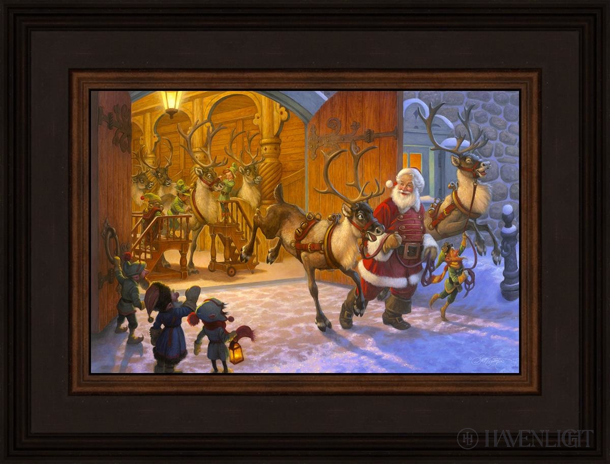 Christmas Eve And Raring To Go Open Edition Print / 12 X 8 Brown 16 3/4 Art