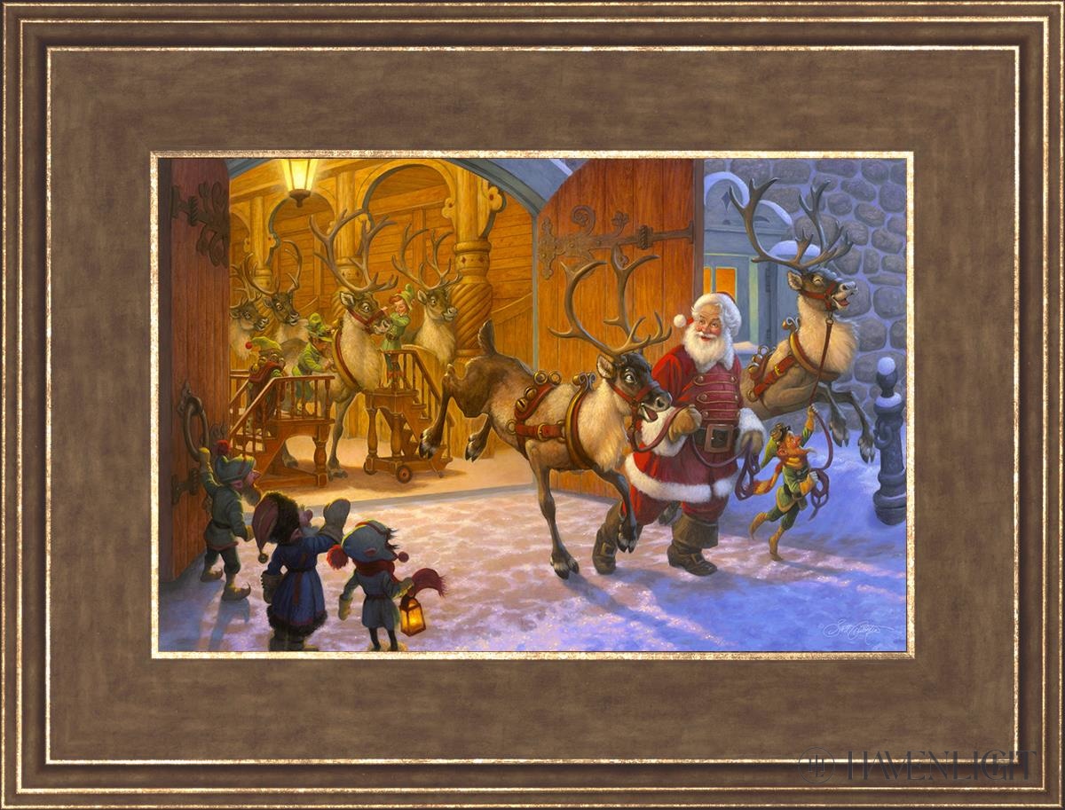 Christmas Eve And Raring To Go Open Edition Print / 12 X 8 Gold 16 3/4 Art