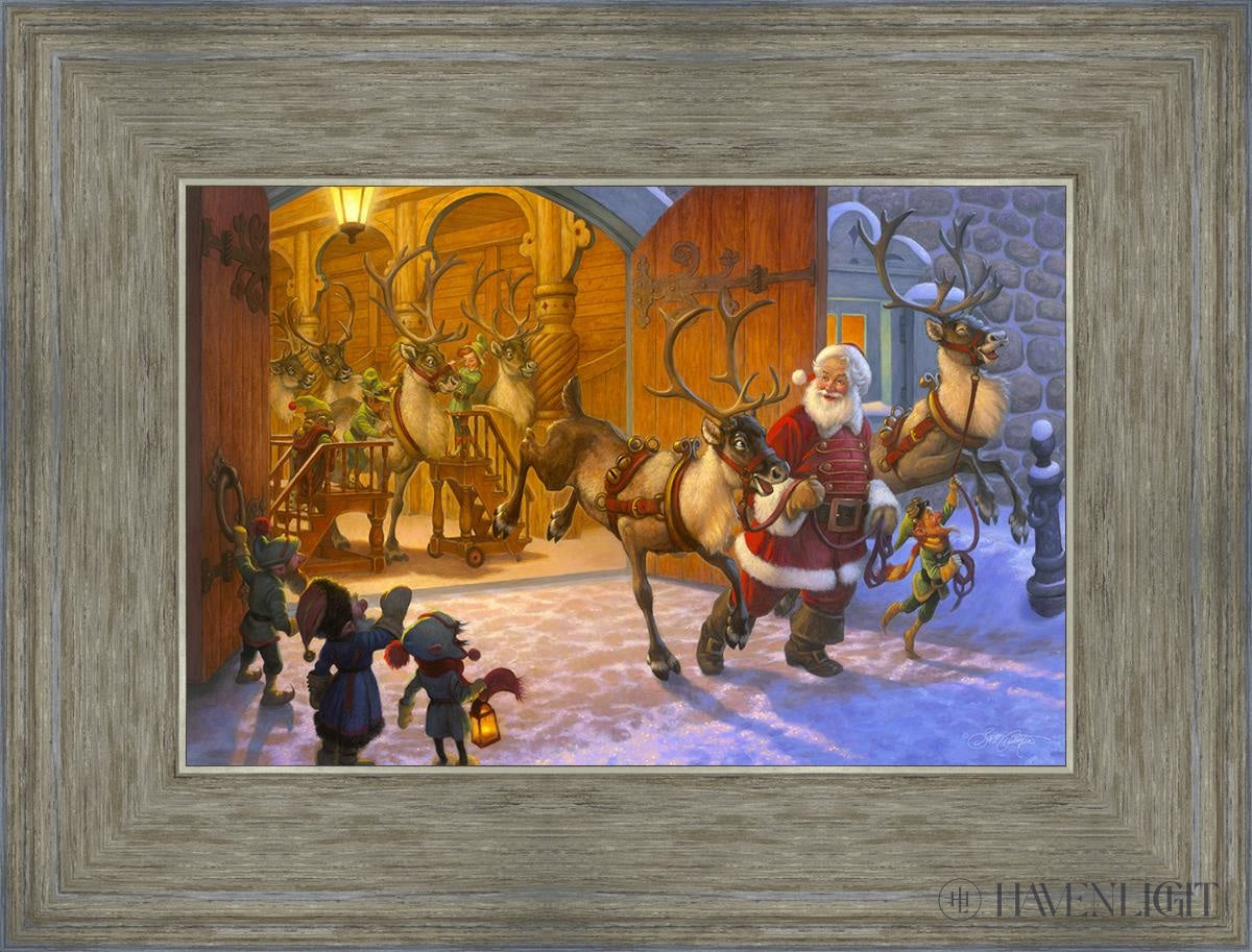 Christmas Eve And Raring To Go Open Edition Print / 12 X 8 Grey 16 3/4 Art