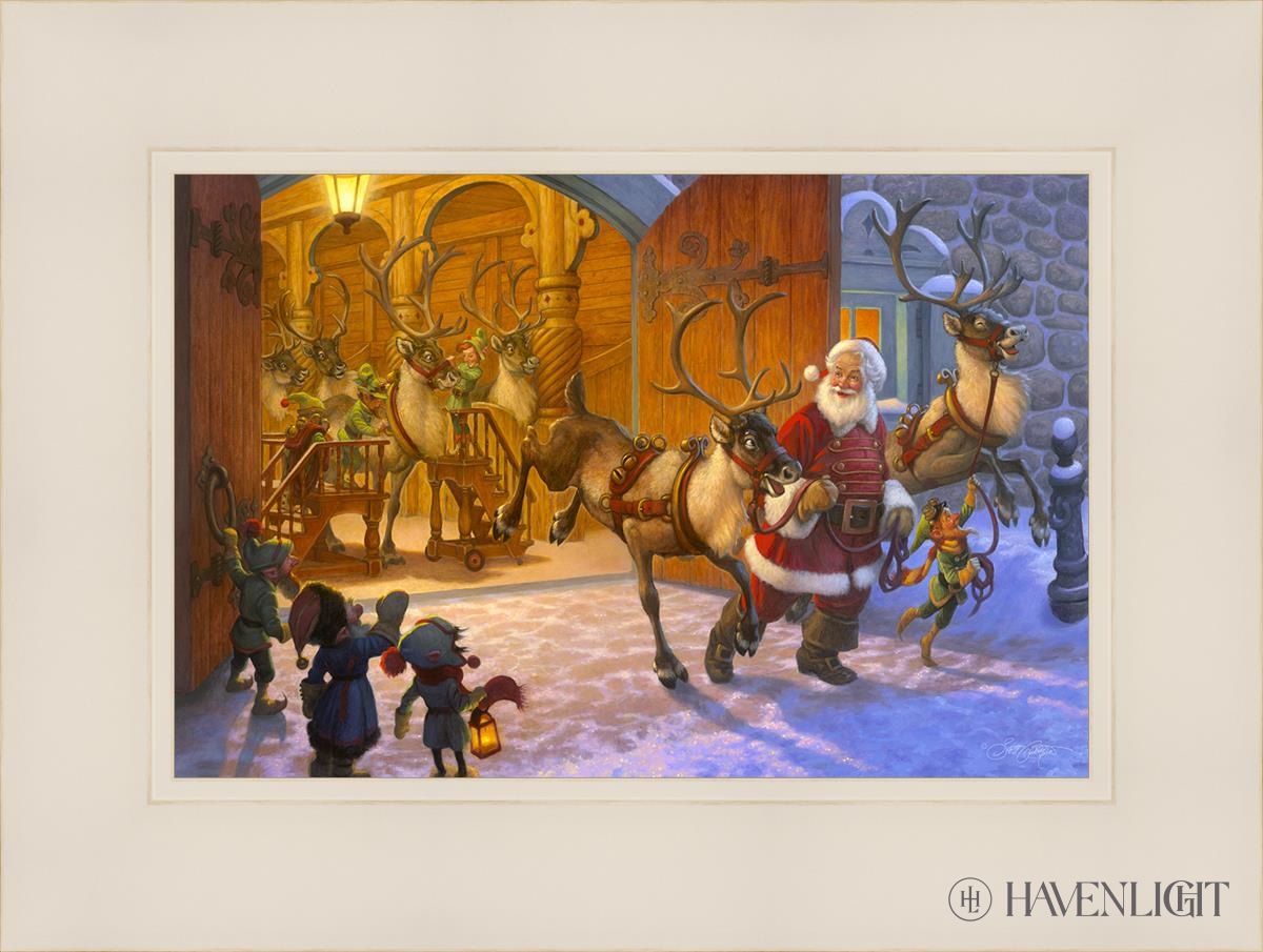 Christmas Eve And Raring To Go Open Edition Print / 12 X 8 White 16 1/4 Art