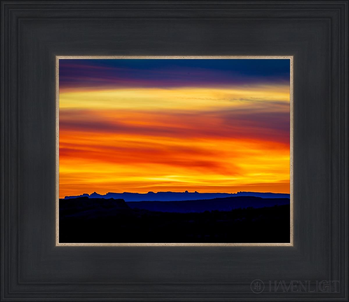 Desert Sunset Arches National Park Utah Open Edition Print / 10 X 8 Black 14 3/4 12 Art