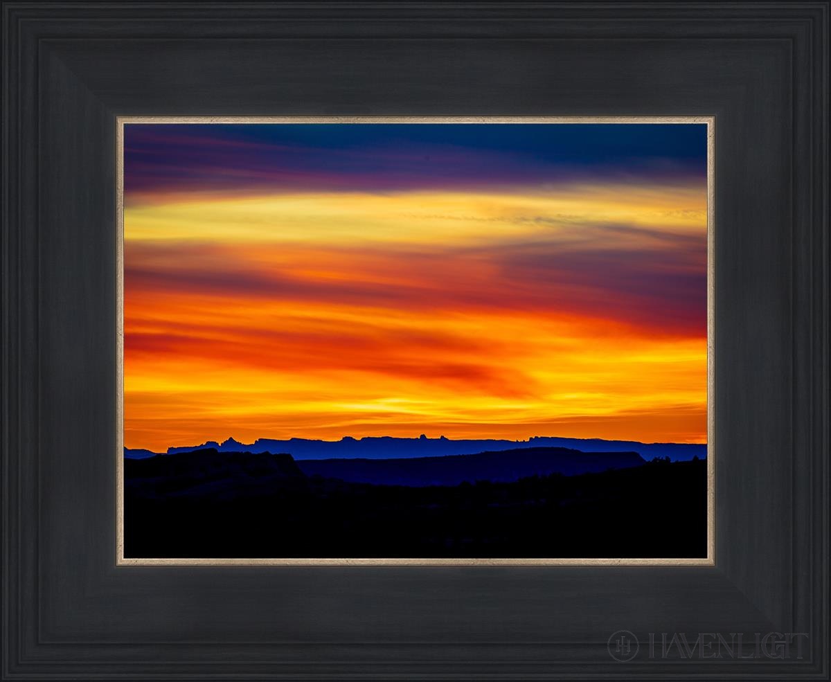 Desert Sunset Arches National Park Utah Open Edition Print / 12 X 9 Black 16 3/4 13 Art