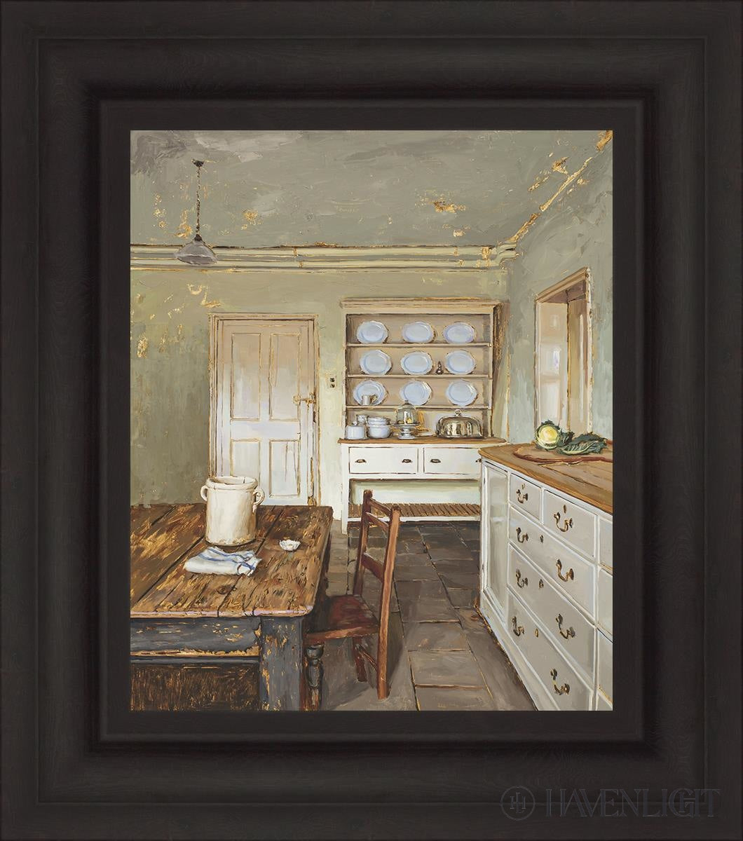 English Kitchen Interior Open Edition Canvas / 15 X 18 Brown 22 3/4 25 Art