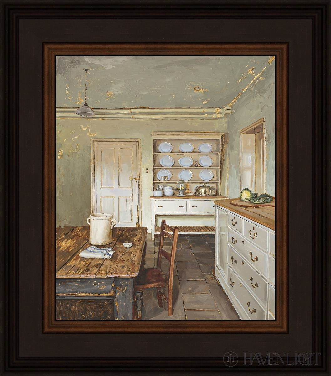 English Kitchen Interior Open Edition Print / 10 X 12 Brown 14 3/4 16 Art