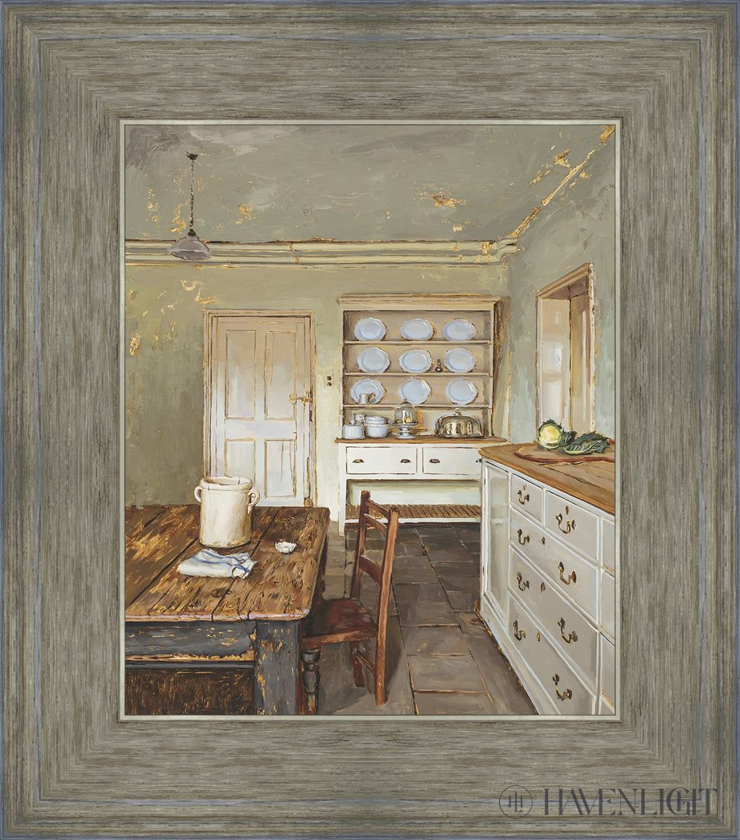 English Kitchen Interior Open Edition Print / 10 X 12 Gray 14 3/4 16 Art