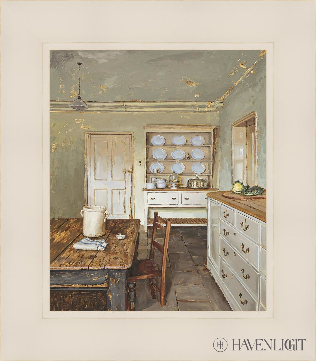 English Kitchen Interior Open Edition Print / 10 X 12 White 14 1/4 16 Art