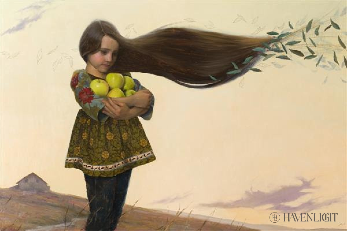 Gathering Apples The Way She Remembers It Open Edition Canvas / 18 X 12 Rolled In Tube Art