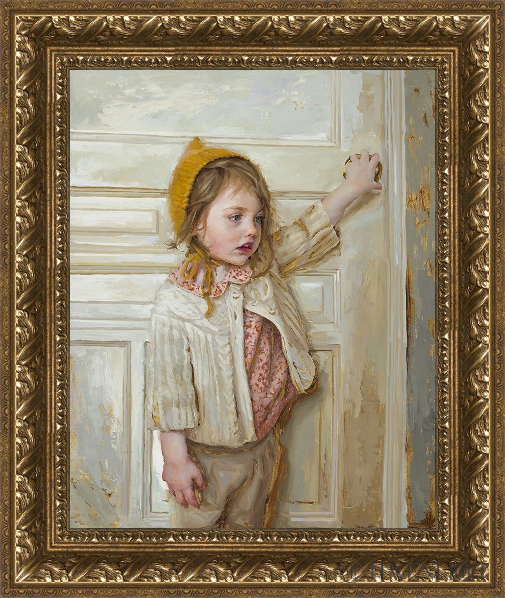 Girl In A White Doorway Open Edition Canvas / 16 X 20 Gold 21 3/4 25 Art