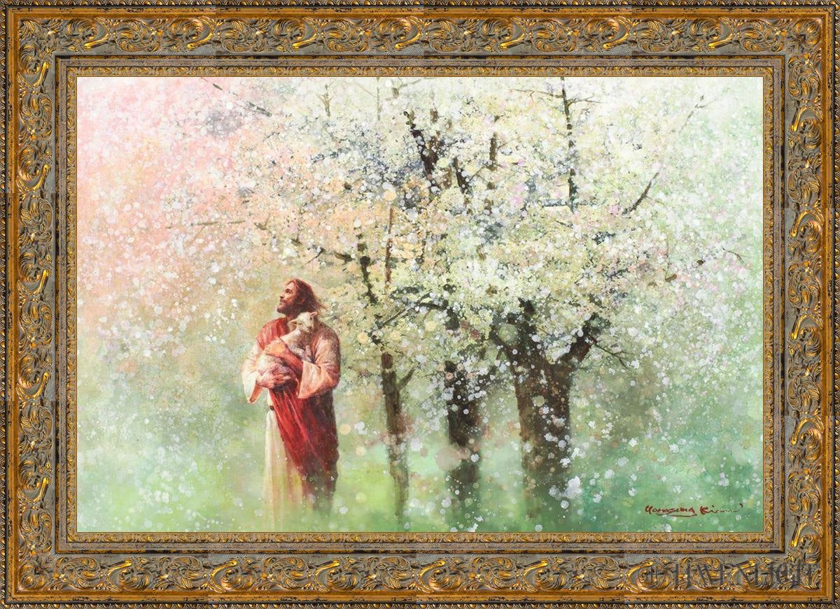 Heavenly Blossoms Hand Signed By Yongsung Kim Open Edition Canvas / 36 X 24 Gold 43 3/4 31 Art