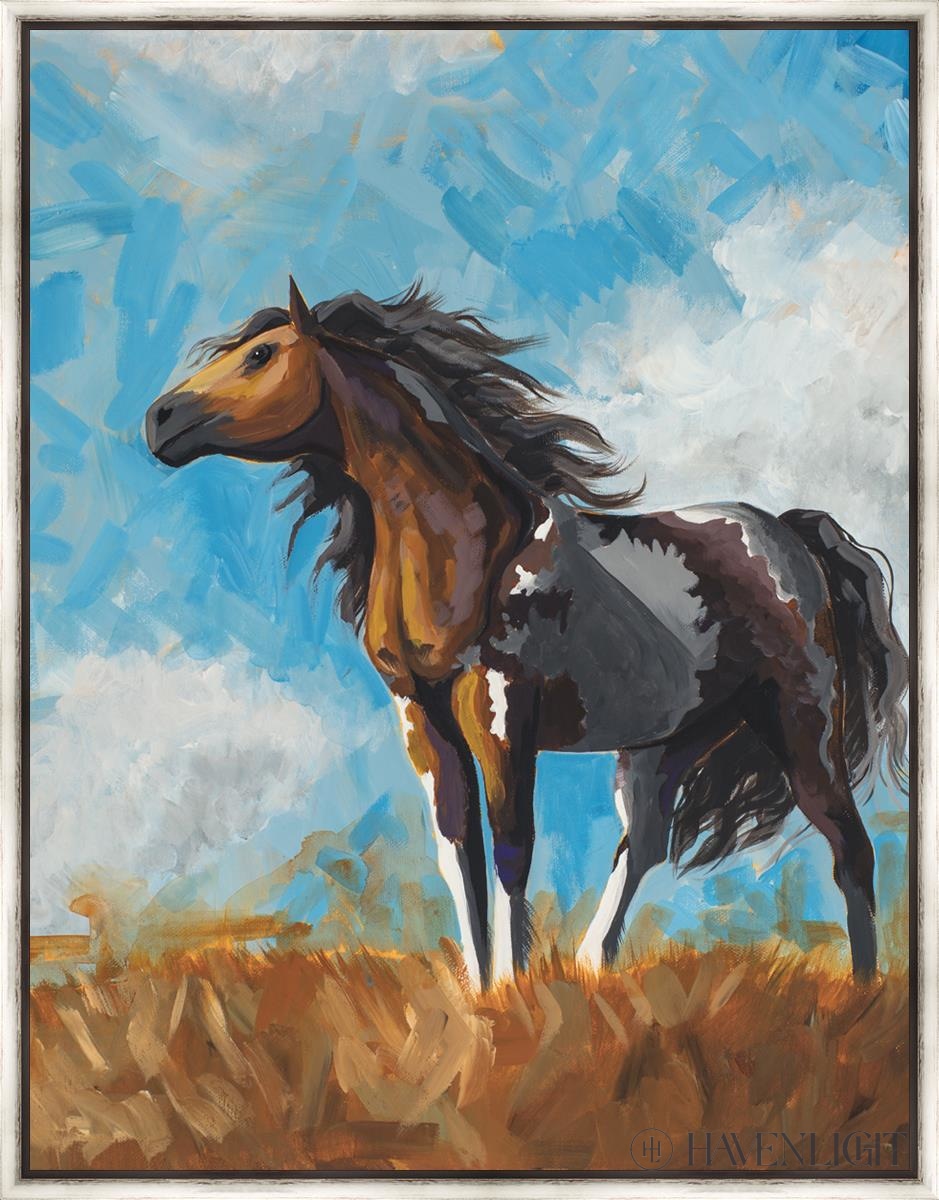 Horse by Anna Kovalenko horse standing in wheat field blue sky
