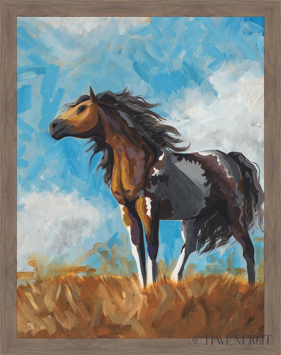 Horse Large Wall Art Open Edition Canvas / 33 X 42 3/4 Light Brown Wood Grain 37 1/4 47