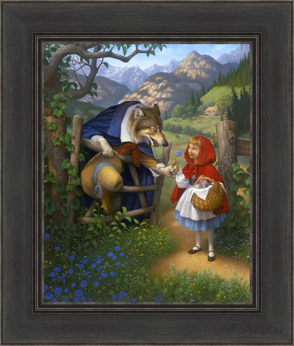 Little Red Riding Hood Meets The Wolf Open Edition Canvas / 16 X 20 Black 22 1/2 26 Art