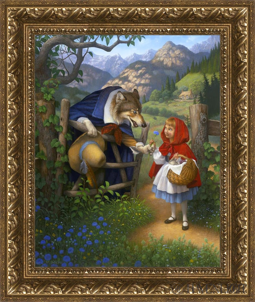 Little Red Riding Hood Meets The Wolf Open Edition Canvas / 16 X 20 Gold 21 3/4 25 Art