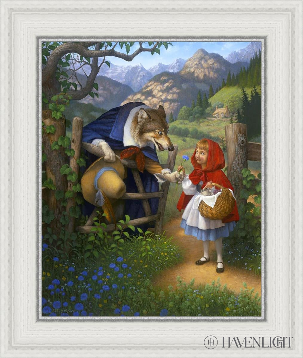 Little Red Riding Hood Meets The Wolf Open Edition Canvas / 16 X 20 White 21 3/4 25 Art