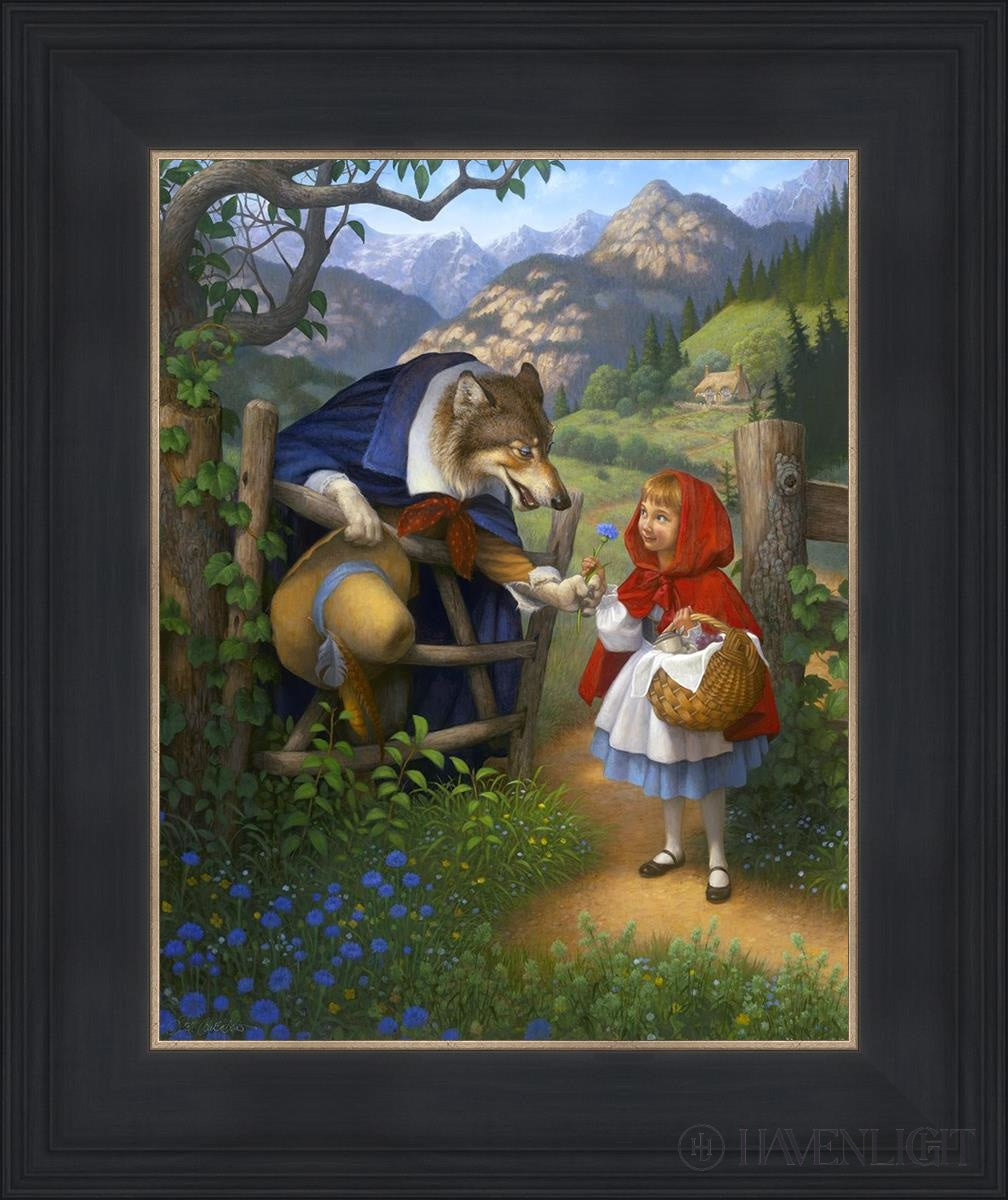 Little Red Riding Hood Meets The Wolf Open Edition Print / 11 X 14 Black 15 3/4 18 Art