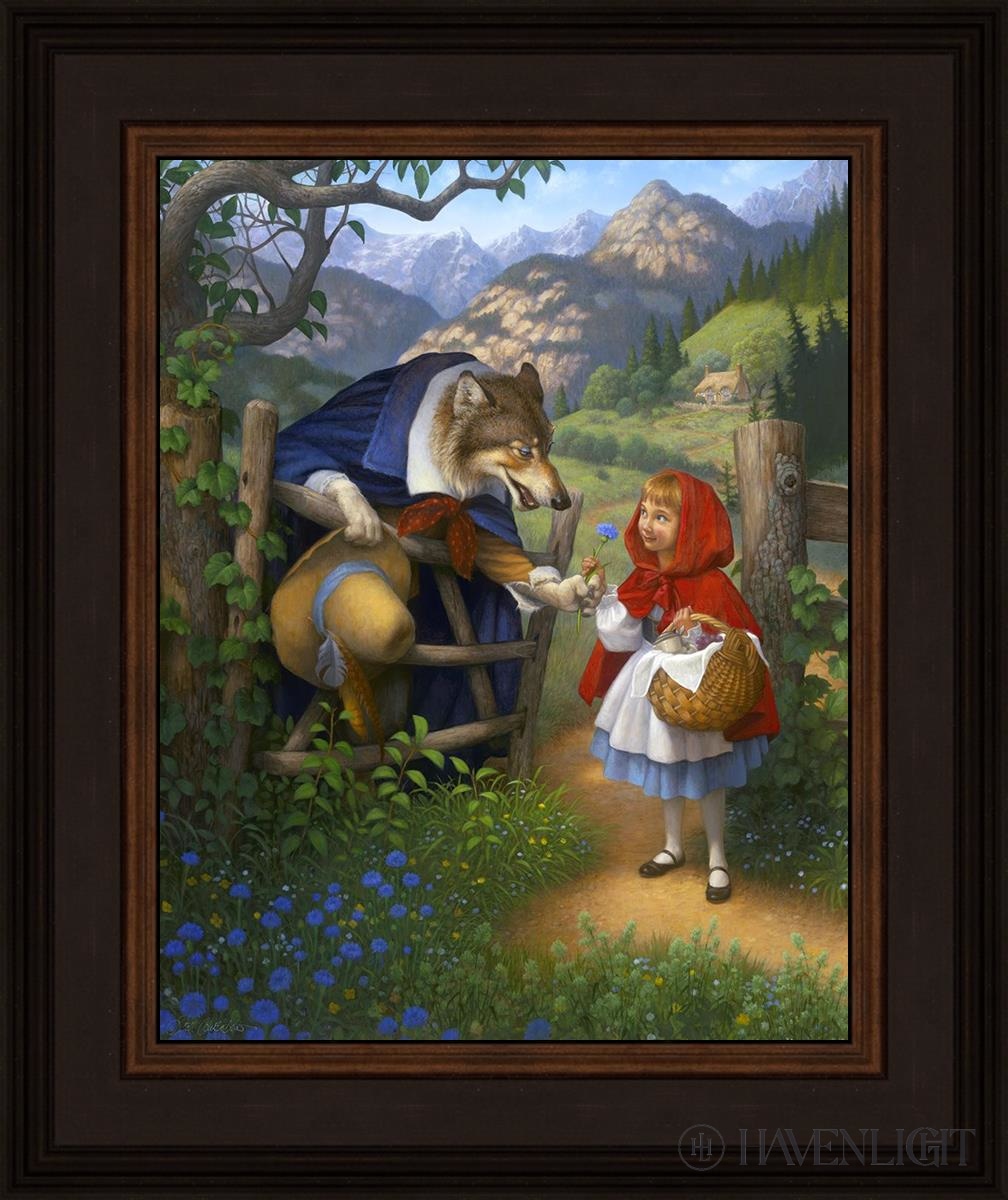 Little Red Riding Hood Meets The Wolf Open Edition Print / 11 X 14 Brown 15 3/4 18 Art