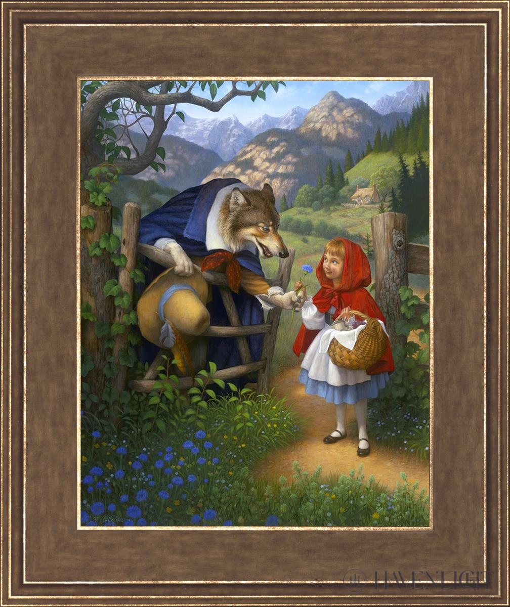Little Red Riding Hood Meets The Wolf Open Edition Print / 11 X 14 Gold 15 3/4 18 Art