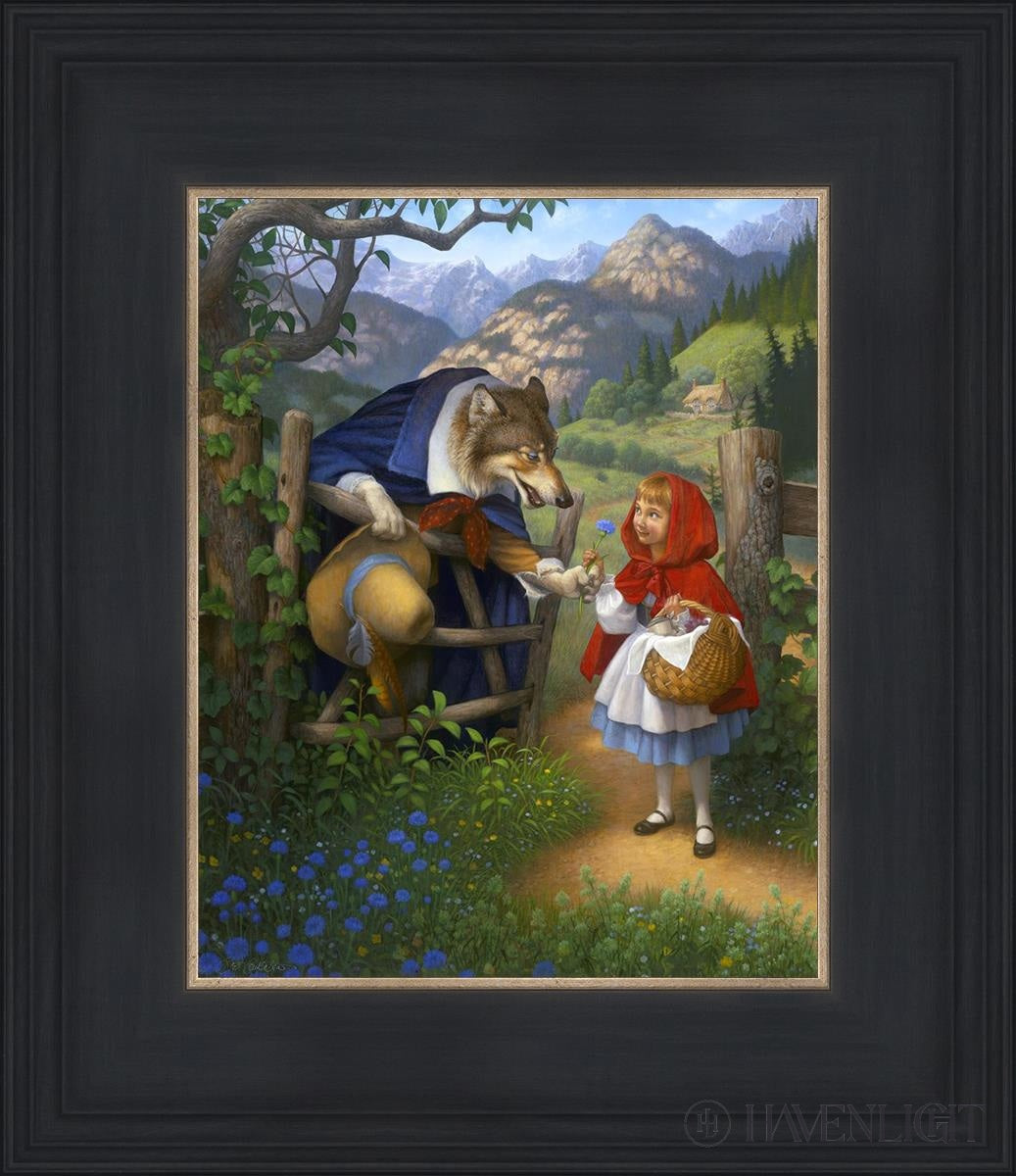 Little Red Riding Hood Meets The Wolf Open Edition Print / 8 X 10 Black 12 3/4 14 Art