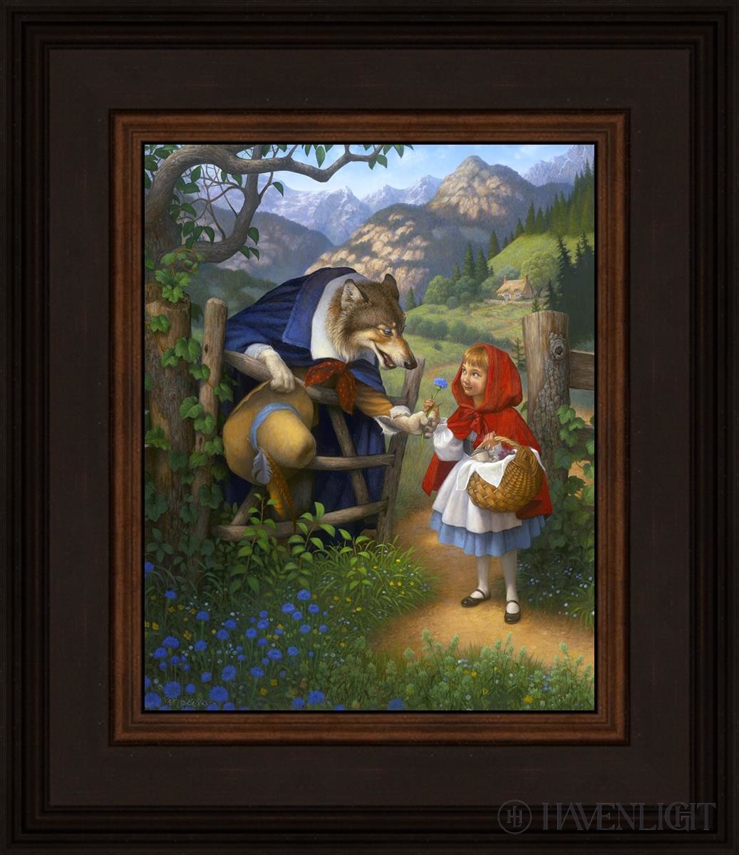 Little Red Riding Hood Meets The Wolf Open Edition Print / 8 X 10 Brown 12 3/4 14 Art