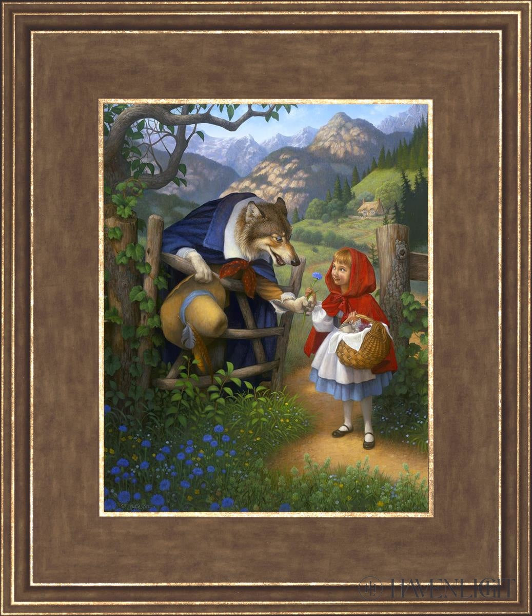 Little Red Riding Hood Meets The Wolf Open Edition Print / 8 X 10 Gold 12 3/4 14 Art