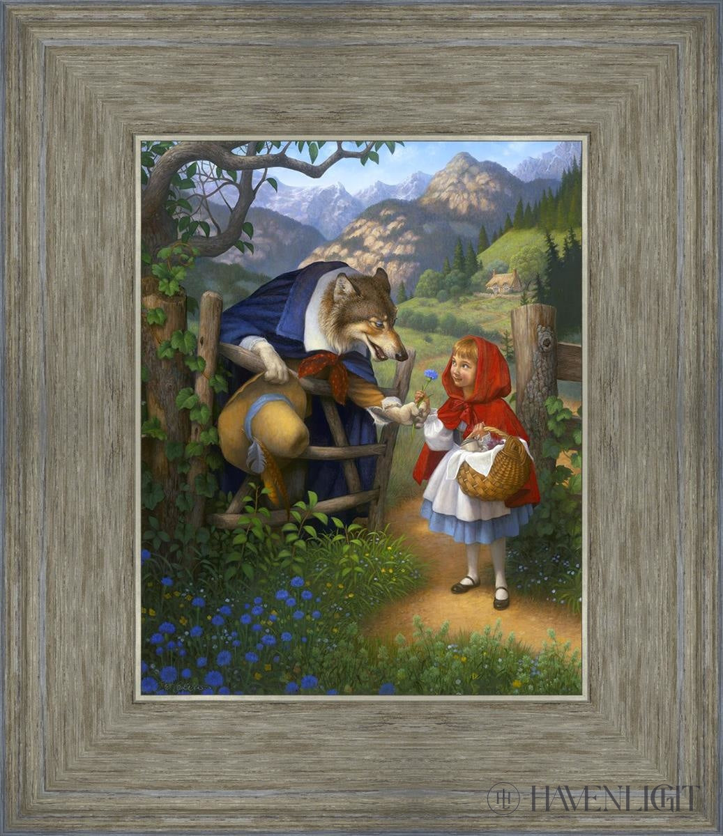 Little Red Riding Hood Meets The Wolf Open Edition Print / 8 X 10 Gray 12 3/4 14 Art