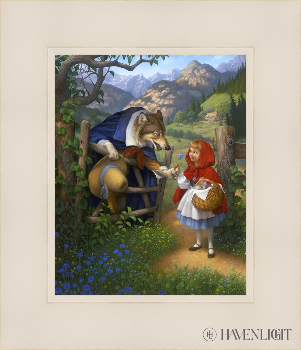 Little Red Riding Hood Meets The Wolf Open Edition Print / 8 X 10 White 12 1/4 14 Art