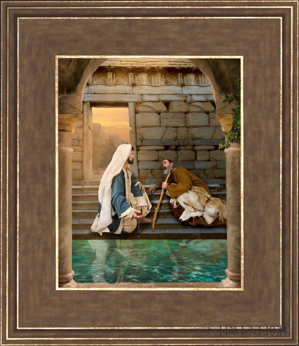 Living Water At Bethesda Open Edition Print / 8 X 10 Gold 12 3/4 14 Art