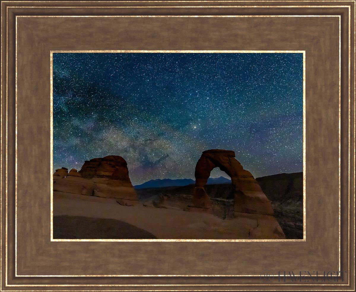 Milky Way Over Delicate Arch Arches National Park Utah Open Edition Print / 12 X 9 Gold 16 3/4 13