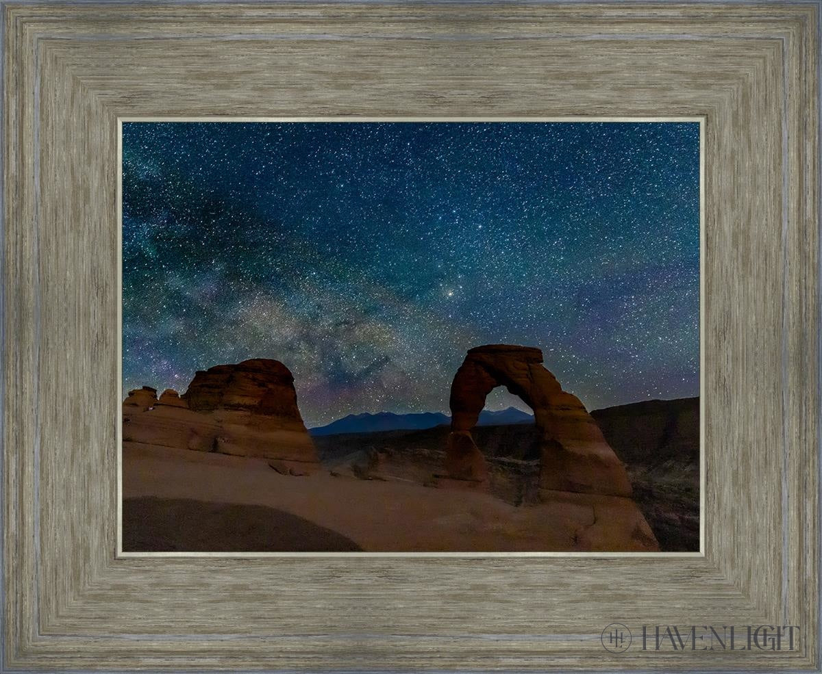 Milky Way Over Delicate Arch Arches National Park Utah Open Edition Print / 12 X 9 Gray 16 3/4 13