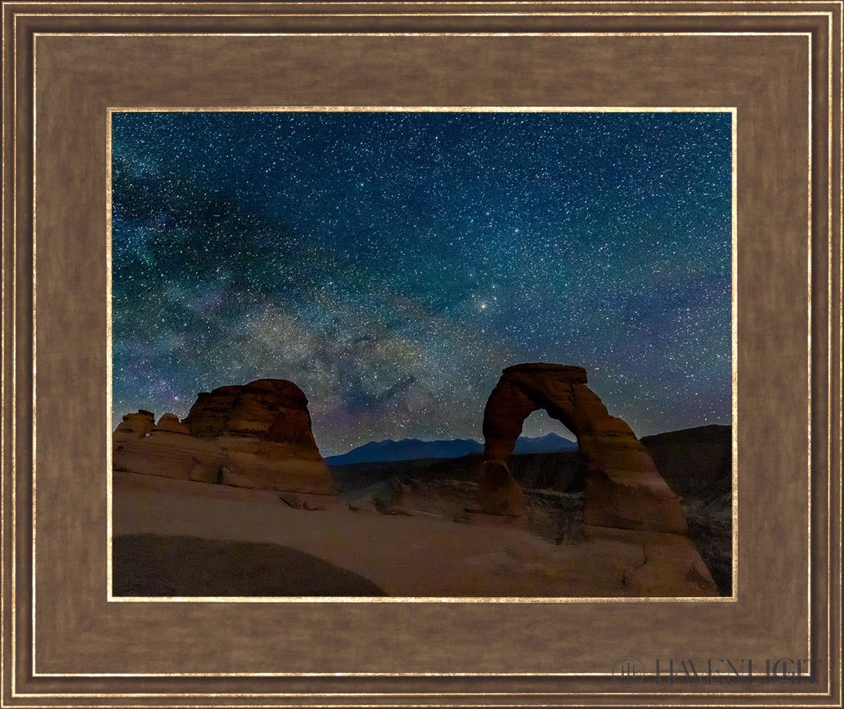 Milky Way Over Delicate Arch Arches National Park Utah Open Edition Print / 14 X 11 Gold 18 3/4 15