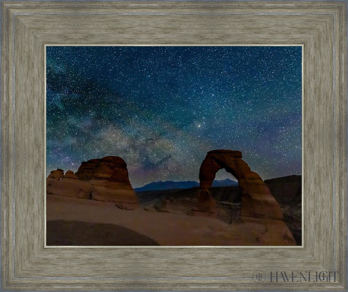 Milky Way Over Delicate Arch Arches National Park Utah Open Edition Print / 14 X 11 Gray 18 3/4 15
