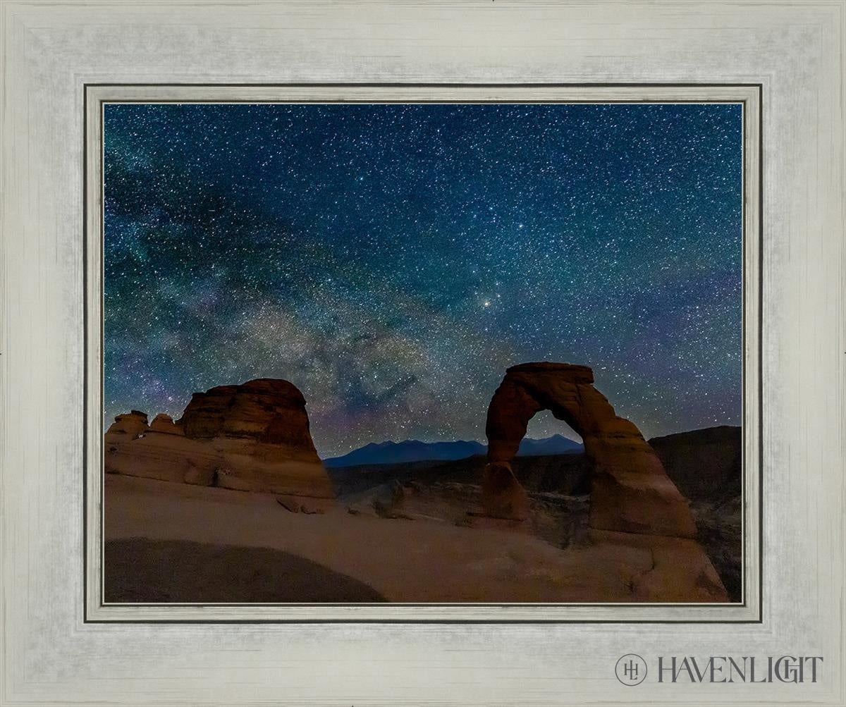 Milky Way Over Delicate Arch Arches National Park Utah Open Edition Print / 14 X 11 Silver 18 1/4 15