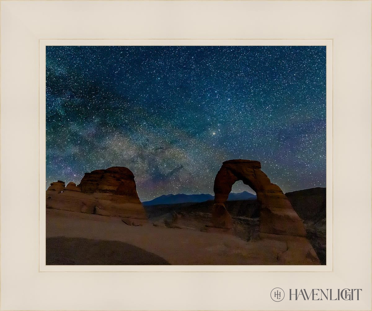 Milky Way Over Delicate Arch Arches National Park Utah Open Edition Print / 14 X 11 White 18 1/4 15
