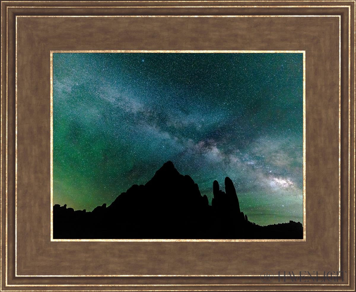Milky Way Over The Sandstone Fins Arches National Park Utah Open Edition Print / 12 X 9 Gold 16 3/4