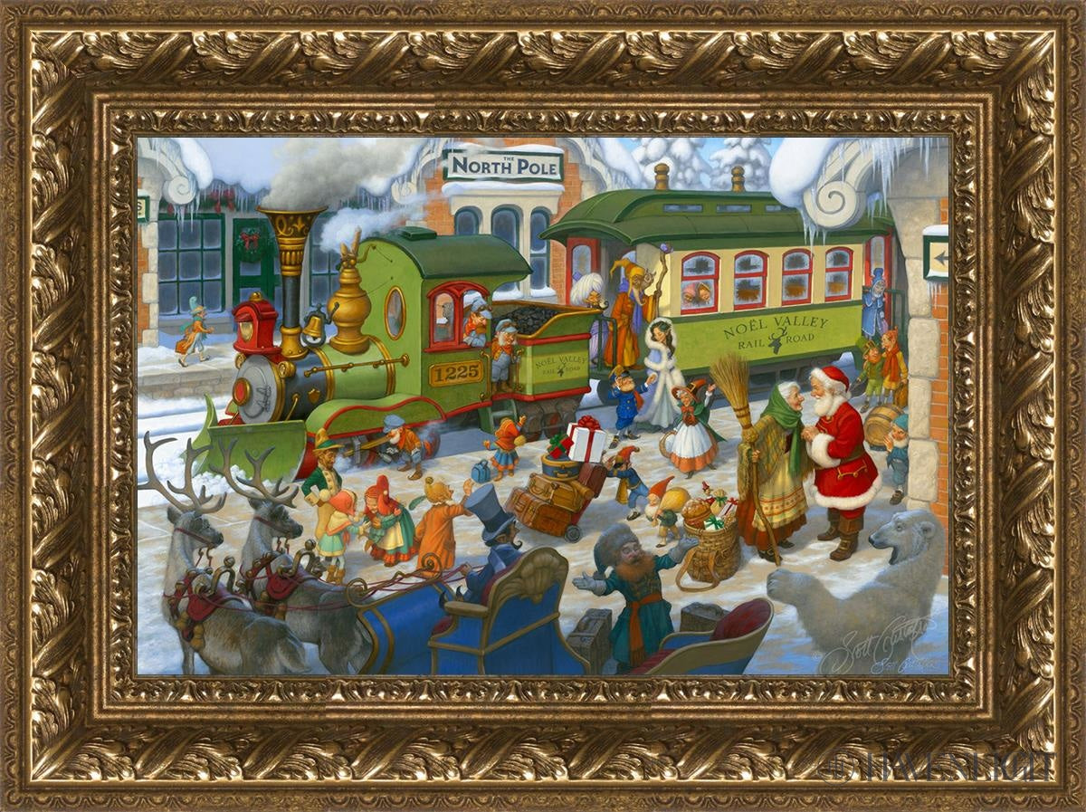 North Pole Depot Open Edition Canvas / 18 X 12 Gold 23 3/4 17 Art