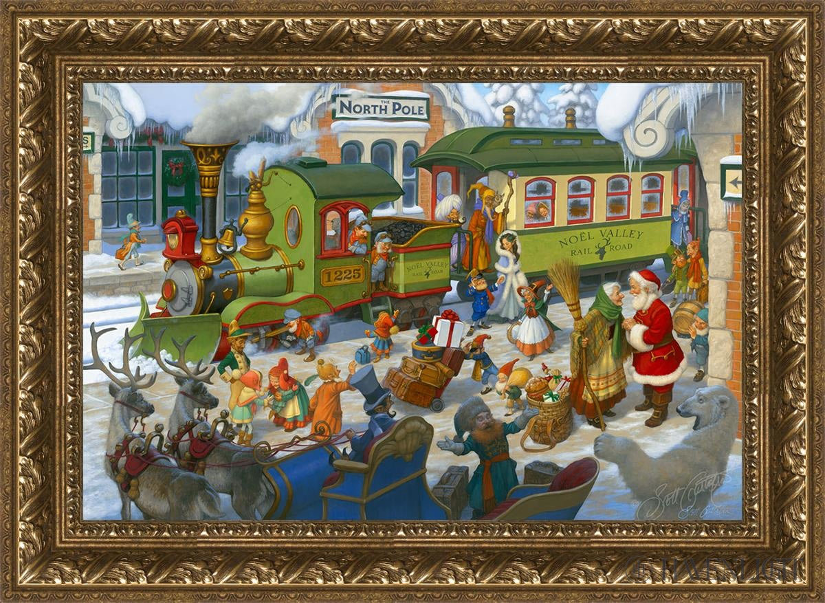 North Pole Depot Open Edition Canvas / 24 X 16 Gold 29 3/4 21 Art