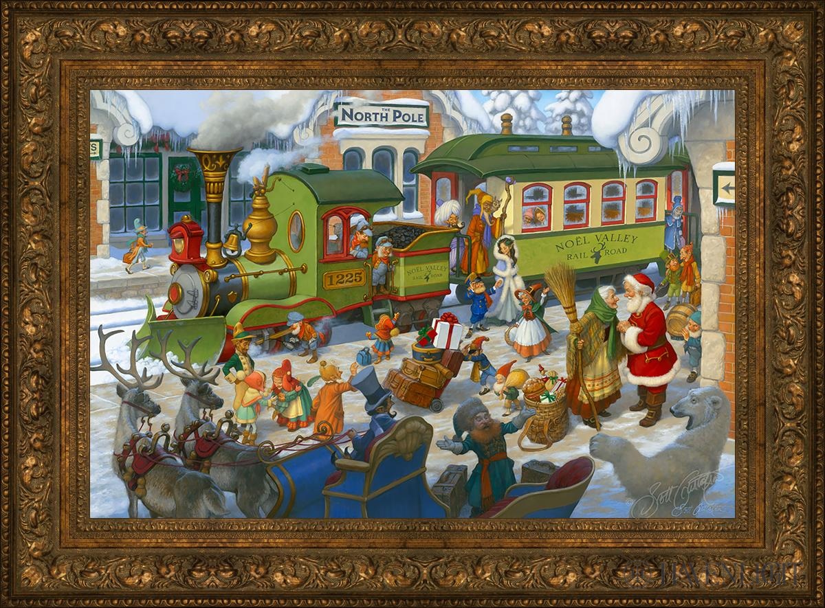 North Pole Depot Open Edition Canvas / 36 X 24 Gold 45 3/4 33 Art
