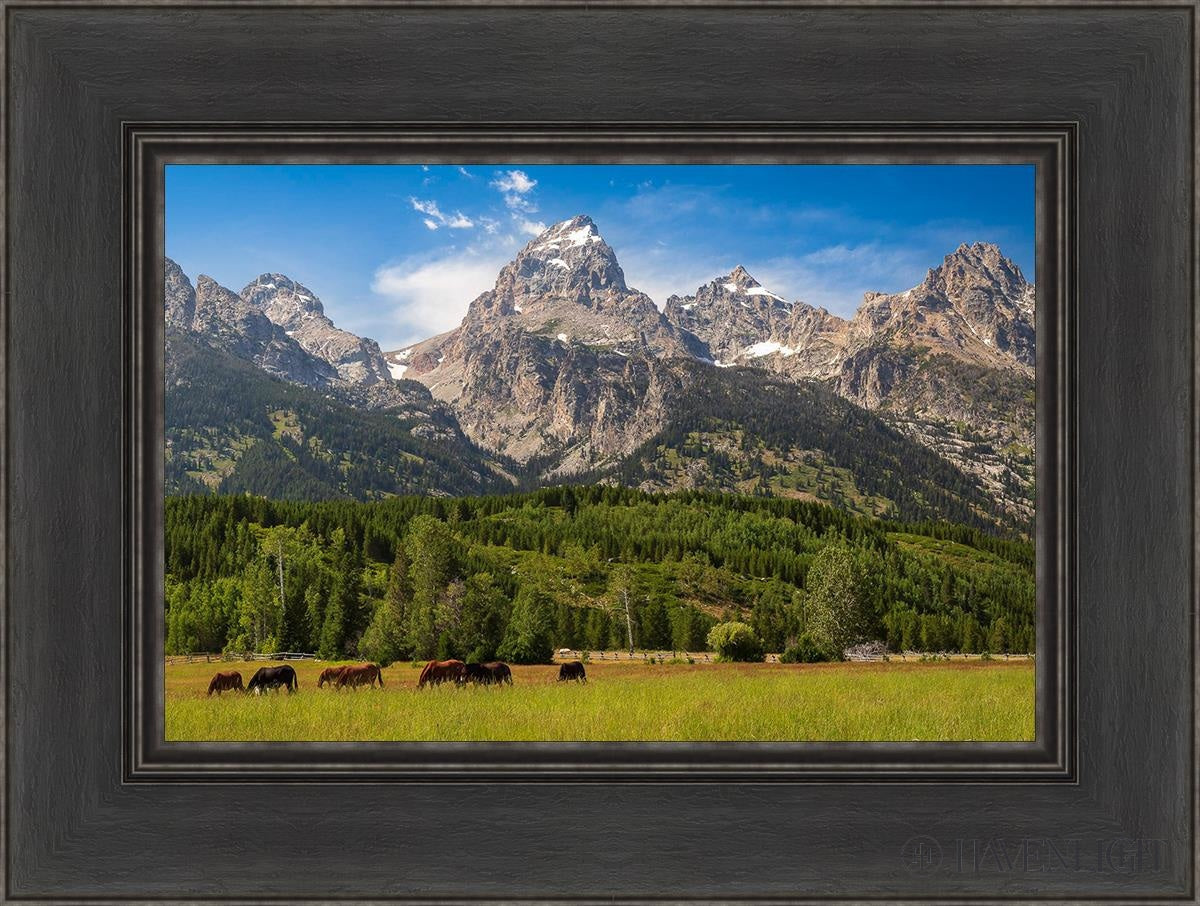Panorama Of Grand Teton Mountain Range Wyoming Open Edition Canvas / 18 X 12 Black 24 1/2 Art