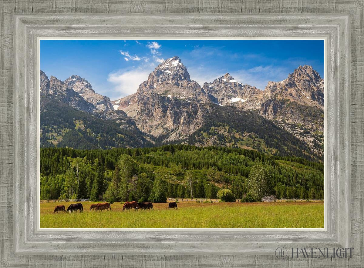 Panorama Of Grand Teton Mountain Range Wyoming Open Edition Canvas / 18 X 12 Silver 22 3/4 16 Art